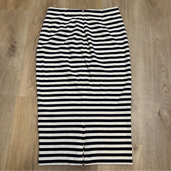 NWT J. Crew Navy and White Striped Midi Pencil Skirt - Picture 2 of 9